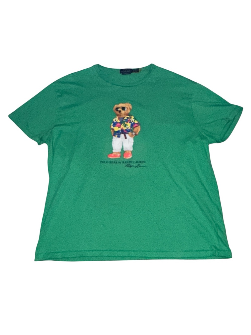 Polo Bear By Ralph Lauren (Men's XL) Hawaiian Aloha Bear T-Shirt Green